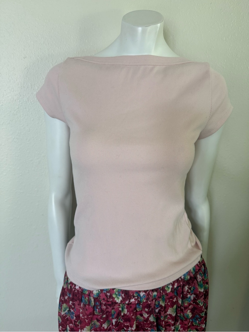 Women’s Soft Blush Ribbed Boatneck Tee